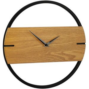 Wooden-look Wall Clock, Modern, Analogue, for Kitchen, Living Room, Hallway & Office, ø 30 cm, Brown/Black - Relaxdays