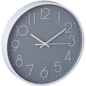 Wall Clock, Modern, Battery Powered, Kitchen, Office, Analog, Second Hand, Numerals, Diameter 30cm, Grey/White - Relaxdays