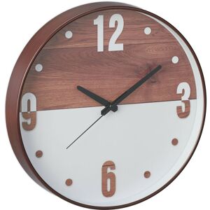 Wall Clock, Modern, Battery Powered, Kitchen, Office, Analogue, Wooden, Design, Diameter 29.5cm, Brown/White - Relaxdays