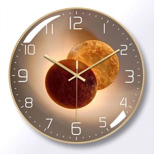 Silent Wall Clock, 30cm Diameter Wall Pendulum, Round Digital Quartz Wall Clock, Suitable for Living Room, Study, Bedroom, Kitchen (Gold-5) - Rhafayre