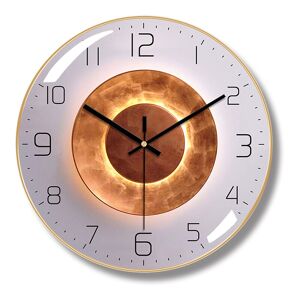 Silent Wall Clock, 30cm Diameter Wall Pendulum, Round Digital Quartz Wall Clock, Suitable for Living Room, Study, Bedroom, Kitchen (Gold-4) - Rhafayre
