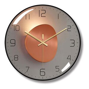 RHAFAYRE Silent Wall Clock, 30cm Diameter Wall Pendulum, Round Digital Quartz Wall Clock, Suitable for Living Room, Study, Bedroom, Kitchen (Black-2)