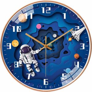 LANGRAY Silent wall clock of 30.5 cm for children, without ticking, round wall clock for children, works with batteries, travel style, home decoration,