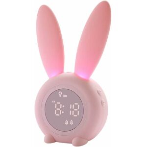 PESCE Voice Control Night Light Touch Control Multi-function Children's Alarm Clock Night Light Pink