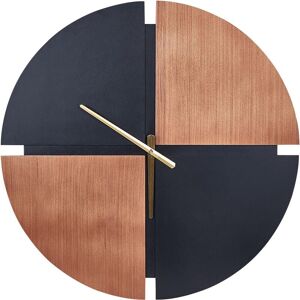 BELIANI Wall Clock Classic mdf Frame 60 cm Oval Shape Home Accessories Painted Finish Light Wood and Black Aramon - Light Wood