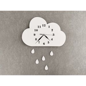 MUMU Wall clock clouds for children, clock without ticking noises, children's clock for the children's room (white with drops)