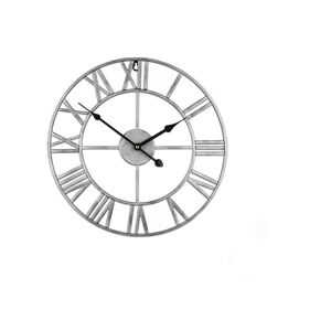 Rhafayre - Wall Clock Large, European Industrial Vintage Wall Clock with Roman Numerals, Quiet No Ticking Noises Metal Wall Clock, Decor Wall Clock