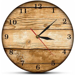 Wall clock, wooden, 100% silent without ticking, diameter 33 cm, design, for living room, bedroom and kitchen - Alwaysh