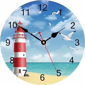 PESCE Wall Clock, Wooden Battery Operated Clocks, Silent Non Ticking Easy to Read Wall Clocks for Kitchen/Bedroom/Living Room, 34cm