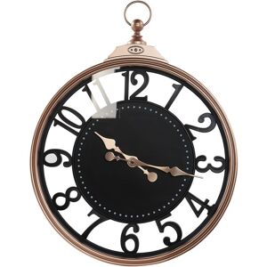 Beliani - Wall Hanging Clock Round ø 52 cm Metal Frame Arabic Numerals Black Alloza - Black