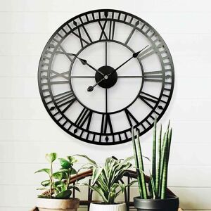 LANGRAY Weatherproof Garden Clock Retro Roman Numerals Vintage Simple Iron Art Outdoor Clock Battery Operated Silent 40cm