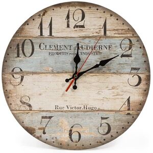 Tlily - 12 Inch Silent Vintage Wooden Round Wall Clock Numerals Rustic Style Home Decor