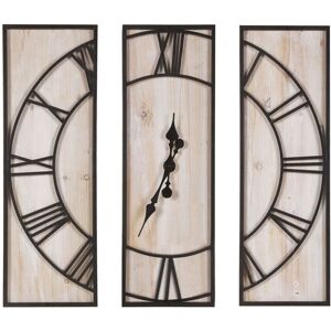 Beliani - 3 Piece Wall Clock Light Wood Finish 75 x 75 cm Black Frame Rustic Coatlan