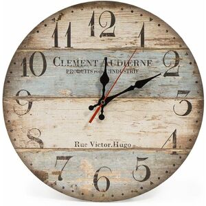 DEWDAT 30cm Vintage Rustic Wall Clock, Silent Wooden Dial Timer Clock for Home Living Room Bedroom Office Cafe Bar Decor
