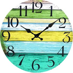 30cm Vintage Rustic Wall Clock, Silent Wooden Dial Timer Clock for Home Living Room Bedroom Office Cafe Bar Decor (Lake House)