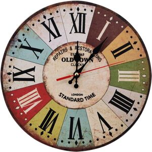 30cm Vintage Rustic Wall Clock, Silent Wooden Dial Timer Clock for Home Living Room Bedroom Office Cafe Bar Decor (Old Town)