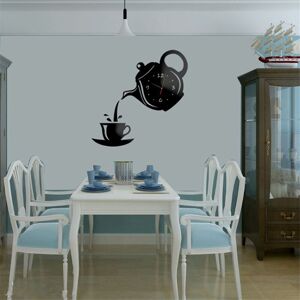 TLILY 3PCS DIY Acrylic Coffee Cup Teapot 3D Wall Clock Decorative