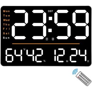 TLILY Digital Wall Clock,15.6 in led Clocks Large Display,With Remote Control,For Living Room Office Classroom Gym