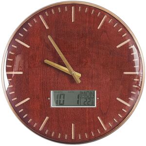 Beliani - Vintage Round Iron Gold-brown Wall Clock Wooden Pattern Gold Hands Brugg