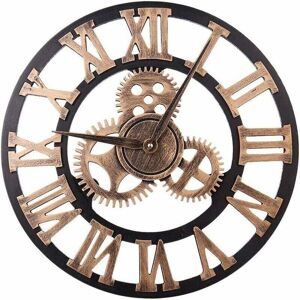 YMYNY Large Vintage Style Round Metal Wall Clock Silent Non Ticking Battery Powered 45cm Black Roman Numerals Clock Living Room Bedroom Kitchen Decor mumu