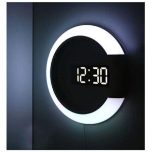 Orchidée - led Nightlight Digital Wall Clock Alarm Mirror 3D Hollow Watch Table Clock 7 Colors Temperature for Home Living Room Decorations
