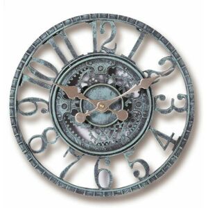 DEWDAT Outdoor Wall Clock Large 30cm Hollow Gear Vintage Slate Effect Waterproof Indoor Garden Decorative