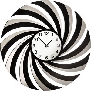 Premier Housewares - Wall Clock Black Mirrored Clocks For Living Room / Bedroom / Contemporary Curved Swirl Design mdf Clocks 5 x 60 x 60