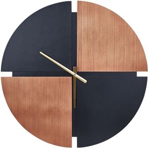 Beliani - Wall Clock Classic mdf Frame 60 cm Oval Shape Home Accessories Painted Finish Light Wood and Black Aramon