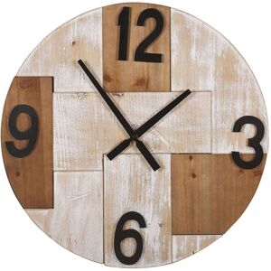 Beliani - Wall Clock Light Wood Round ø 60 cm Black Hands Numbers Handmade Michapan