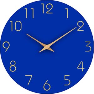Tlily - Wall Clock 12 Inch Silent Non Ticking Wood Wall Clocks Battery Operated Wooden White Modern Simple Wall Clock-Blue Tlily - Wall Clock 12 Inch Silent Non Ticking Wood Wall Clocks Battery Operated Wooden White Modern Simple Wall Clock-Blue
