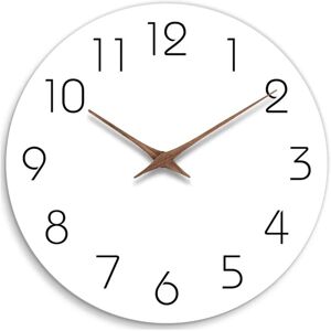 TLILY Wall Clock 12 Inch Silent Non Ticking Wood Wall Clocks Battery Operated Wooden White Modern Simple Wall Clock-White TLILY Wall Clock 12 Inch Silent Non Ticking Wood Wall Clocks Battery Operated Wooden White Modern Simple Wall Clock-White