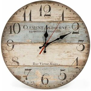BRIDAY 12 Inch Silent Vintage Round Wooden Wall Clock Arabic Numerals Rustic Chic Style Round Wooden Wall Clock for Home Decor (Victor Hugo) BRIDAY 12 Inch Silent Vintage Round Wooden Wall Clock Arabic Numerals Rustic Chic Style Round Wooden Wall Clock for Home Decor (Victor Hugo)