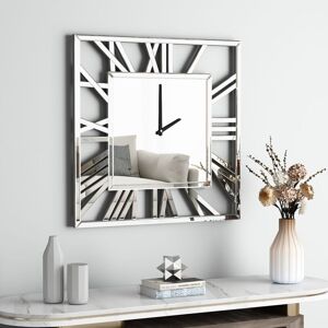 Shyfoy - 23.6in Modern Glam Square Mirrored Wall Clock - Decorative Roman Numeral Mirror Clock for Living Room, Bedroom, Home Accent Shyfoy - 23.6in Modern Glam Square Mirrored Wall Clock - Decorative Roman Numeral Mirror Clock for Living Room, Bedroom, Home Accent