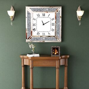 Shyfoy - 23in Modern Glam Mirrored Crystal Square Wall Clock - Decorative Roman Numeral Clock for Living Room, Bedroom, Home Accent Shyfoy - 23in Modern Glam Mirrored Crystal Square Wall Clock - Decorative Roman Numeral Clock for Living Room, Bedroom, Home Accent