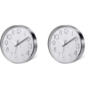 TLILY 2X Premium Silver Wall Clock, Wall Decor, Modern Silent for Home Office Kitchen (25cm, Silver) TLILY 2X Premium Silver Wall Clock, Wall Decor, Modern Silent for Home Office Kitchen (25cm, Silver)