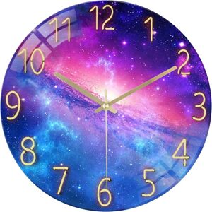 Linghhang - 30cm Milky Way Glass Wall Clock, Silent Modern Purple Wall Clock Creative Design, No Ticking Decor for Living Room Bedroom Office Linghhang - 30cm Milky Way Glass Wall Clock, Silent Modern Purple Wall Clock Creative Design, No Ticking Decor for Living Room Bedroom Office