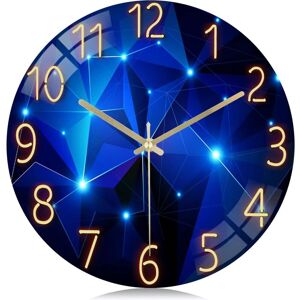 Linghhang - 30cm Starry Sky Glass Wall Clock, Silent Modern Blue Wall Clock Creative Design, No Ticking Decor for Living Room Bedroom Office Linghhang - 30cm Starry Sky Glass Wall Clock, Silent Modern Blue Wall Clock Creative Design, No Ticking Decor for Living Room Bedroom Office
