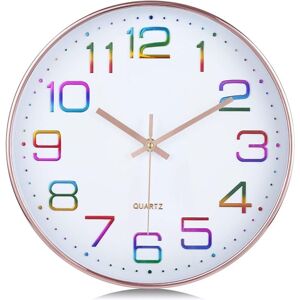 Linghhang - 3D Multicolor Numbers Wall Clock, Modern Silent 30cm Rose Gold Wall Clock, Easy to Read Non-Ticking Decorative for Kitchen Living Room Linghhang - 3D Multicolor Numbers Wall Clock, Modern Silent 30cm Rose Gold Wall Clock, Easy to Read Non-Ticking Decorative for Kitchen Living Room