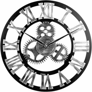 DEWDAT 45cm Large Wall Clock, 3D Gear Vintage Industrial Silent Roman Numeral Hanging Clock for Home, Office, Restaurant, Hotel, Cafe Decoration, Silver DEWDAT 45cm Large Wall Clock, 3D Gear Vintage Industrial Silent Roman Numeral Hanging Clock for Home, Office, Restaurant, Hotel, Cafe Decoration, Silver