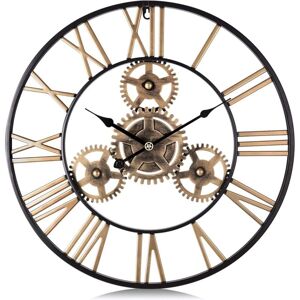 Ikodm - 50cm 1 Pcs Giant Metal Wall Clock, Industrial Gold Gears Silent Wall Clock Roman Numerals Decor for Living Room Bar Ikodm - 50cm 1 Pcs Giant Metal Wall Clock, Industrial Gold Gears Silent Wall Clock Roman Numerals Decor for Living Room Bar