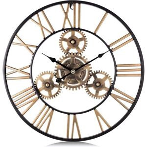 Ymyny - 50cm 1 Pcs Giant Metal Wall Clock, Industrial Gold Gears Silent Wall Clock Roman Numerals Decor for Living Room Bar mumu Ymyny - 50cm 1 Pcs Giant Metal Wall Clock, Industrial Gold Gears Silent Wall Clock Roman Numerals Decor for Living Room Bar mumu