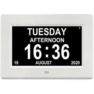 AIPERQ 7 inch lcd Digital Calendar Clock with Date, Calendar Clock with Date, Day and Time Alzheimer's Clock Clock for the Elderly, It is for Parents (White) AIPERQ 7 inch lcd Digital Calendar Clock with Date, Calendar Clock with Date, Day and Time Alzheimer's Clock Clock for the Elderly, It is for Parents (White)