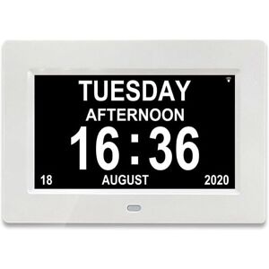 AIPERQ 7 inch lcd Digital Calendar Clock with Date, Calendar Clock with Date, Day and Time Alzheimer's Clock Clock for the Elderly, It is for Parents (White) AIPERQ 7 inch lcd Digital Calendar Clock with Date, Calendar Clock with Date, Day and Time Alzheimer's Clock Clock for the Elderly, It is for Parents (White)