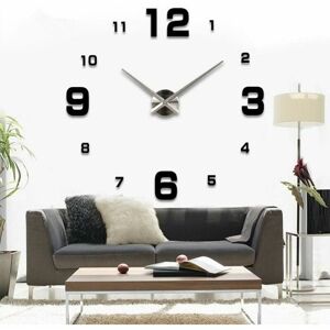 Hoopzi - diy Wall Clock, diy Modern Mute Large Wall Clock Sticker 3D Home Office Decor Gift (Size 90CM-1.8M Self-adjusting Size) (Black) Hoopzi - diy Wall Clock, diy Modern Mute Large Wall Clock Sticker 3D Home Office Decor Gift (Size 90CM-1.8M Self-adjusting Size) (Black)