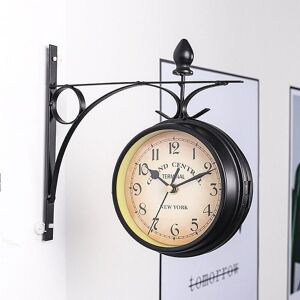 Mumu - Double Sided Wall Clock, European Retro Garden Clock Double Surface Glass Hanging Clock Vintage Decoration with Stand, Indoor Outdoor (Battery Mumu - Double Sided Wall Clock, European Retro Garden Clock Double Surface Glass Hanging Clock Vintage Decoration with Stand, Indoor Outdoor (Battery