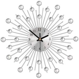 GOTRAYS Giant Silver Wall Clock with Rhinestones, Metal Silent Wall Clock Modern Nordic Decoration, Creative Design for Living Room Bedroom Bar 56cm GOTRAYS Giant Silver Wall Clock with Rhinestones, Metal Silent Wall Clock Modern Nordic Decoration, Creative Design for Living Room Bedroom Bar 56cm