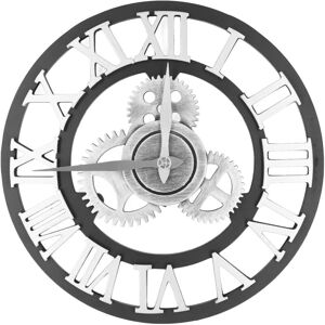 GROOFOO Large 3D Retro Wall Clock 34CM Vintage Wooden Gear Wall Clock Numerals Industrial Style Clocks for Home Living Room Decoration Silver GROOFOO Large 3D Retro Wall Clock 34CM Vintage Wooden Gear Wall Clock Numerals Industrial Style Clocks for Home Living Room Decoration Silver