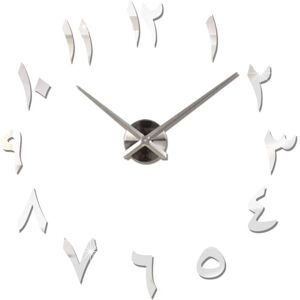 MEMKEY Large diy Wall Clock Silent Modern 3D Sticker Home Office Decoration Gift Silver (Silver) MEMKEY Large diy Wall Clock Silent Modern 3D Sticker Home Office Decoration Gift Silver (Silver)