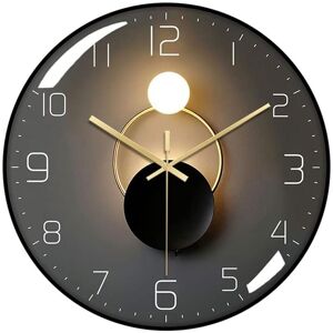 CSPARKV Modern Silent Wall Clock, 30cm Diameter Round Digital Quartz Wall Clock, Suitable for Living Room, Office, Bedroom, Kitchen (Black) CSPARKV Modern Silent Wall Clock, 30cm Diameter Round Digital Quartz Wall Clock, Suitable for Living Room, Office, Bedroom, Kitchen (Black)