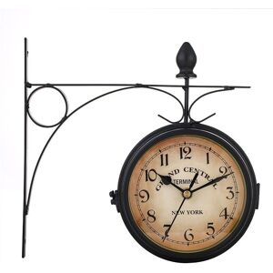 AIPERQ Retro Double Sided Station Clock, Waterproof Wall Clock, Dial with Double Sided Pendulum Mounting Bracket for Indoor and Outdoor Home Patio Garden AIPERQ Retro Double Sided Station Clock, Waterproof Wall Clock, Dial with Double Sided Pendulum Mounting Bracket for Indoor and Outdoor Home Patio Garden